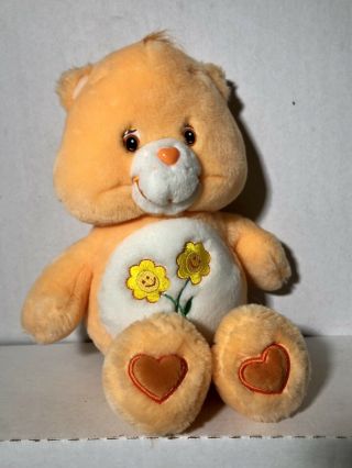 2002 Tcfc Care Bears Friend Bear 8 " Plush Peach W/ Yellow Sunflowers