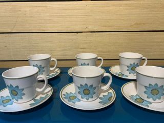 Vintage Mid Century Noritake Up - Sa Daisy China Cup Saucer Set Of 6 Tea Coffe Mug