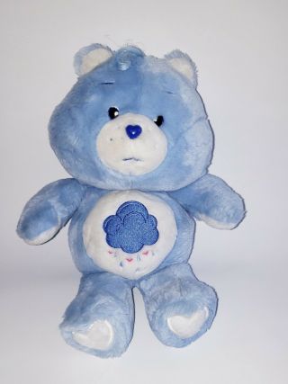Care Bears Grumpy Plush Toy Animal 13 " Light Blue W/ Rain Cloud Hearts 2002