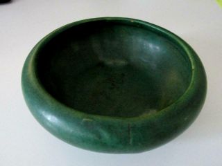 Vintage Zanesville Pottery Stoneware Matte Green Arts And Crafts Mission Bowl