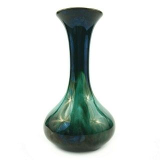 Blue Mountain Pottery Bud Vase Green Black Blue Drip Glazed Clay Vintage