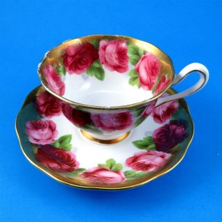 Round Handle Old English Roses Royal Albert Tea Cup And Saucer (minor Gold Loss)