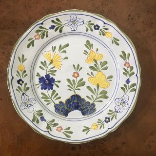 Maioliche Il Bargello 8 3/4 Inch Blue Carnation Plate Cantagalli