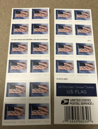 First Class Flag Forever Stamps - Booklet Of 20/5 Books $42.  00