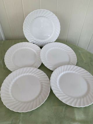 Tuscan Whitecliffe Fine English Bone China Set Of 5 Dinner White Plates Scallop