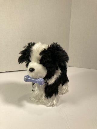 American Girl Doll Dog Poseable Black & White Collie Puppy W/ Magnetic Bone