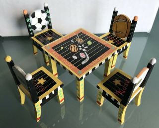 Dollhouse Furniture 1:12 Allstar Sports Children’s Table And Chair Set