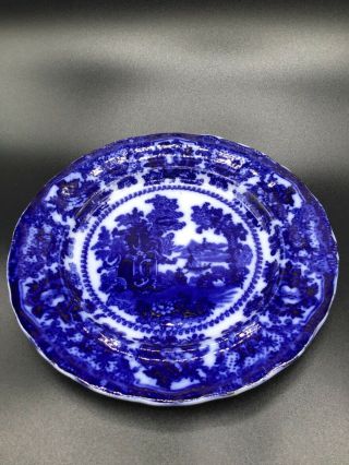 Antique Stone China Flow Blue Faity Villas Luncheon Plate W.  Adams And Sons