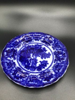 Antique Stone China Flow Blue Faity Villas Luncheon Plate W.  Adams and Sons 2