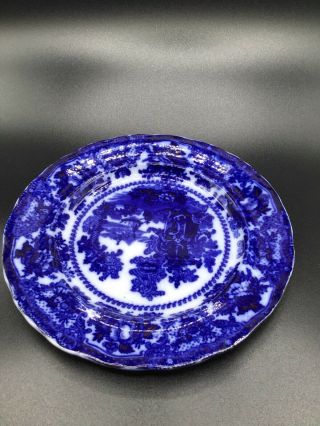 Antique Stone China Flow Blue Faity Villas Luncheon Plate W.  Adams and Sons 3