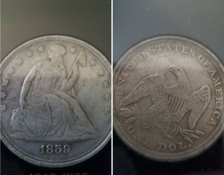 1859 O Seated Liberty One Dollar