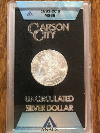 1883 Cc Morgan Silver Dollar In Gsa Holder (no Box Or),  Anacs Ms 65