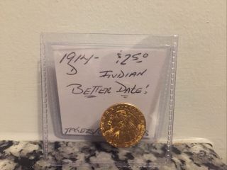 1914 - D $2.  50 Gold Indian Head Quarter Eagle Coin