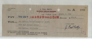 1942 J.  Paul Getty Signed Check American Getty Oil Los Angeles Bank