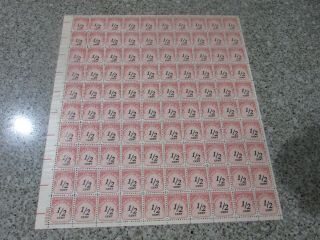 $us Sc J88 Postage Due Stamps M/nh Full Sheets Of 100,  Stamp 9 Has Tear