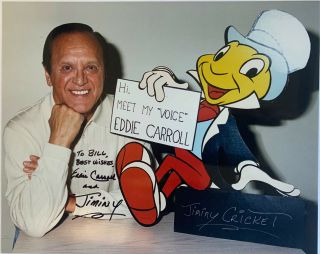Disney Signed Eddie Carroll Autographed 8x10 Color Photo Voice Of Jiminy Cricket
