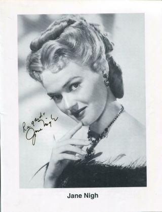 Jane Nigh Autograph Actress State Fair Dennis The Menace Signed Photo Page