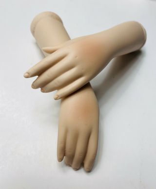 Vintage Doll Arms 4 1/2 Hands Fingers Parts Restore Porcelain For 20” - 21” Dolls