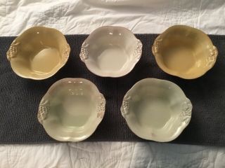 5 Casa Stone Madeira Soup/cereal Bowls,  Beige,  Light Green,  Light Gold,  Great Cond