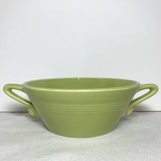 Harlequin Chartreuse Handled Cream Soup Bowl Green Homer Laughlin China Vintage