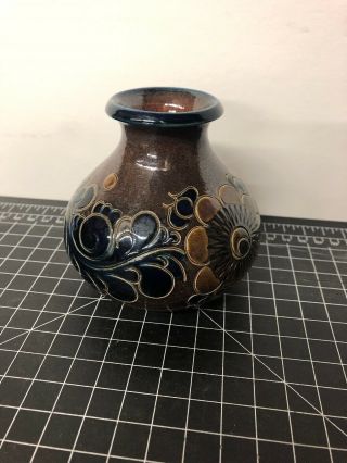 Montabaur Germany Vintage Hand Crafted Flower Vase 4” Signed Glazed