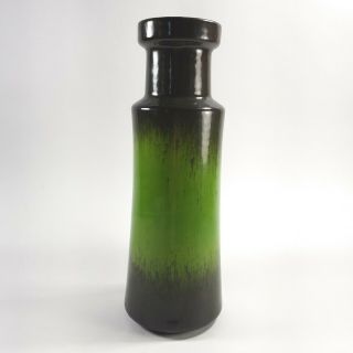 Vintage Scheurich Keramik Fat Lava Vase West Germany Green Black Brown 203 - 32