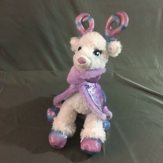 Build A Bear Glisten White Silver Pink Reindeer With Cape 16 "