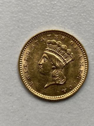 1857 Indian Princess Gold Dollar Choice Gem Unc Type 3