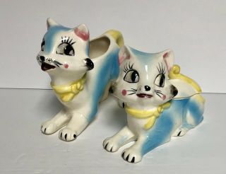Vintage Tilso Ceramic Cream And Sugar Cat Figurine Set - 1950s -