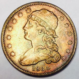 1834 Capped Bust Quarter Incredible Piece Ms,  King Rarity Insane Find Nr 18204