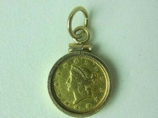 1849 $1 Liberty Head Gold Dollar Coin Pendant Type 1