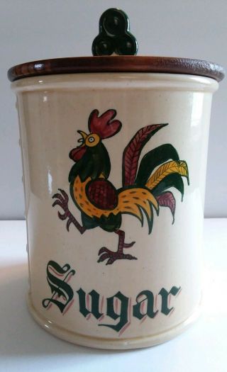 Metlox Poppytrail California Provincial " Rooster " Canister Sugar 6 1/4 " Tall