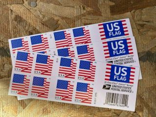 One Book Of 100 Usps First Class Forever Postage Stamps Flags