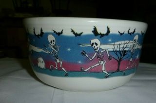 Fiestaware / Fiesta Halloween Night Candy Bowl,  Skeletons / Bats -