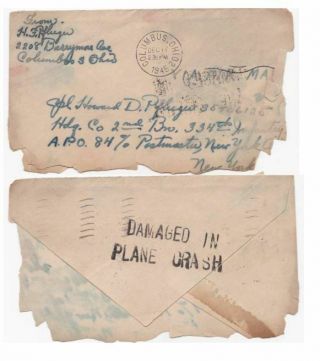 1945 Plane Crash Cover/letter Military Mother/father To Son 334th Infantry