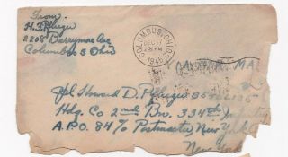 1945 Plane Crash Cover/Letter Military Mother/Father to Son 334th Infantry 2