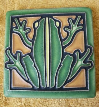 Motawi Frog 4x4 Arts And Crafts Style Tile Brown & Green