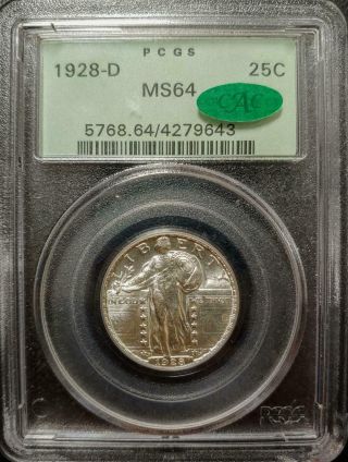 1928 - D Standing Liberty Quarter - Pcgs - Ms 64 - Cac Certified - 4279643