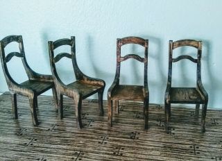 Dollhouse Furniture Handmade Artist Kitchen Dining Room Chairs 1:12 1950s Wood
