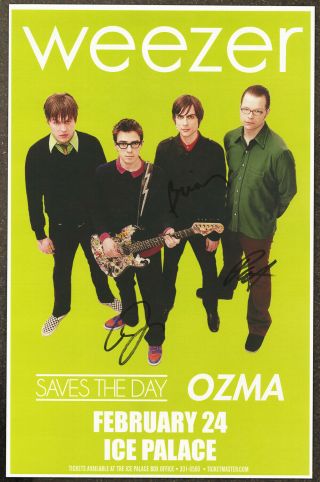 Weezer Autographed Concert Poster 2002 Rivers Cuomo,  Patrick Wilson,  Brian Bell