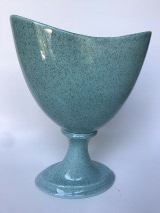 Vintage Mcm Red Wing Pottery Vase Speckled Aqua