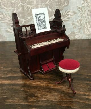 1/12 Dollhouse Miniature Organ With Stool & Sheet Music