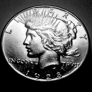 1928 - P Peace Silver Dollar Choice Bu King Of The Peace Dollars 1
