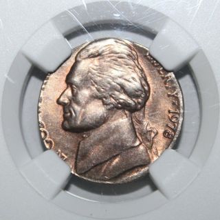 1978 Jefferson Nickel On Cent Planchet Off Metal Error Ngc Ms 65 Great Steps