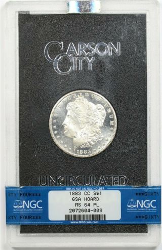 1883 - Cc $1 Ngc/gsa Hoard Ms 64 Pl Morgan Silver Dollar W/ Box,
