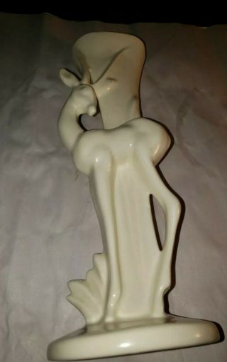 Vintage MCM Haeger Pottery White Vase With Deer Gazelle 2