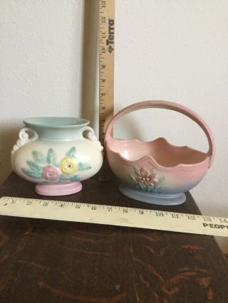 2 Hull Pottery - Vase And Basket,  So Pretty