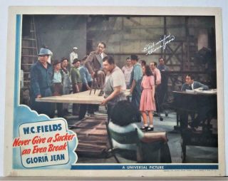 1941 Never Give A Sucker An Even Break Lobby Card Gloria Jean Signed & Pangborn