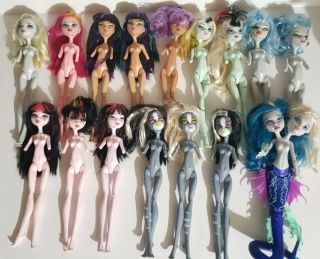 16 Monster High Dolls For Ooak - No Limbs - Peri & Pearl Cleo Weretwins Ghoulia