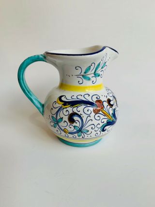 Fima Deruta Italy,  Pottery Pitcher,  Hand Painted,  Decorative